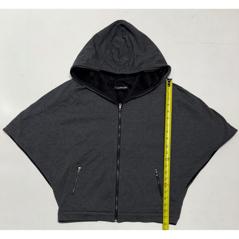 Alexander Wang‎ Tricot Gray Hooded Zip-Up Cape Dolman Sleeve Jacket